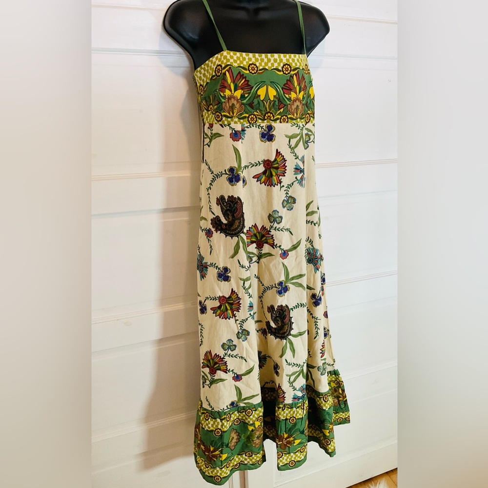 Floral Green and Cream Dress